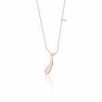 rose gold curved teardrop pendant necklace on white background