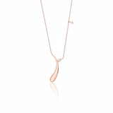 rose gold curved teardrop pendant necklace on white background