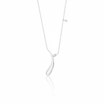 white gold curved teardrop pendant necklace on white background