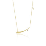 yellow gold horizontal teardrop bar necklace on white background