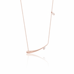 rose gold horizontal teardrop bar necklace on white background