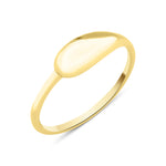 yellow gold polished drop ring on white background