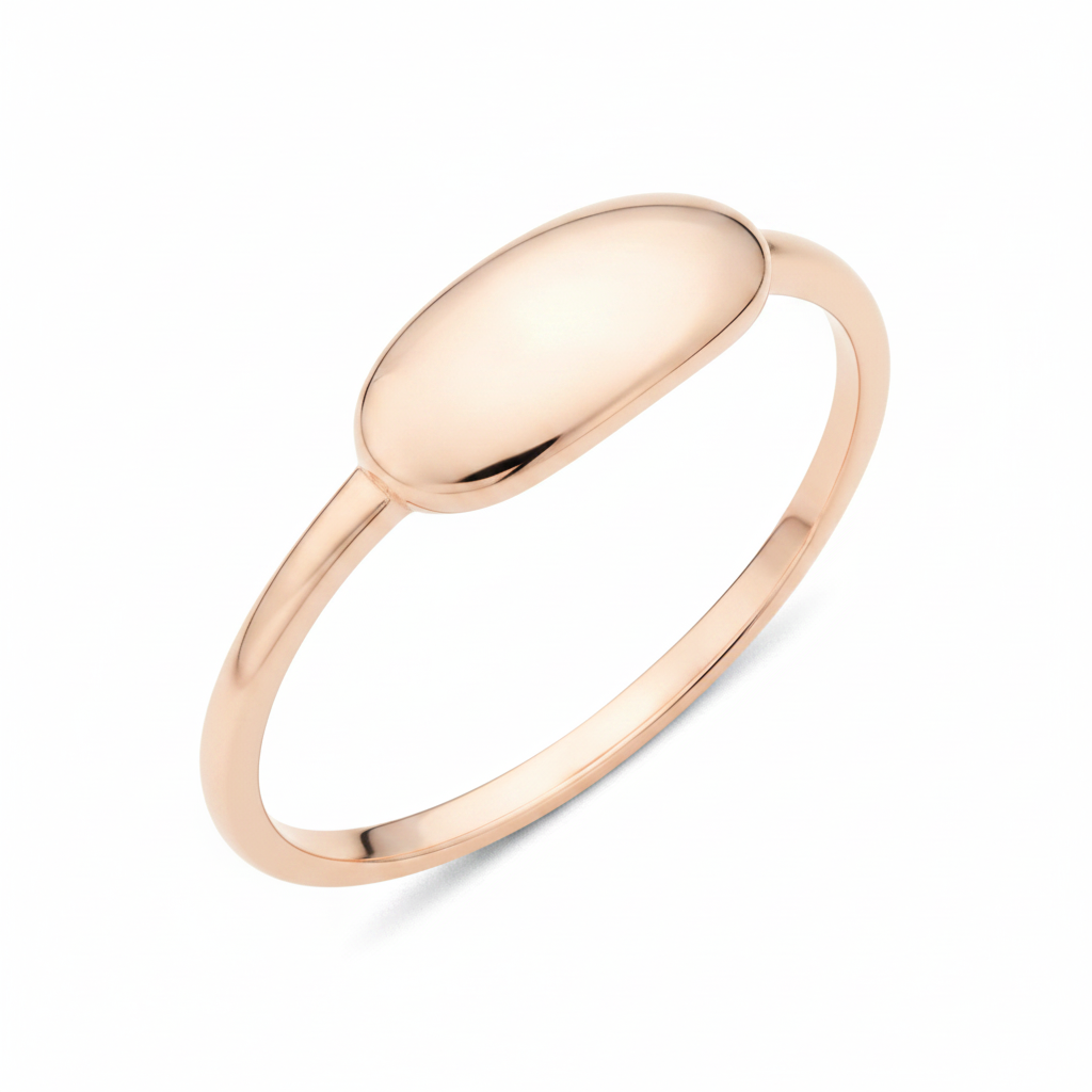 rose gold polished drop ring on white background