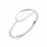 white gold polished drop ring on white background