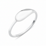 white gold polished drop ring on white background