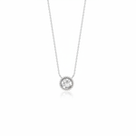 white gold beaded orbit pendant necklace with a pearl on white background