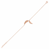 rose gold feather chain bracelet with accent stones on white background