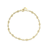 yellow gold cadence chain bracelet with White CZ stones on white background