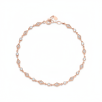rose gold cadence chain bracelet with White CZ stones on white background