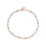 rose gold cadence chain bracelet with White CZ stones on white background