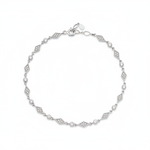 white gold cadence chain bracelet with White CZ stones on white background