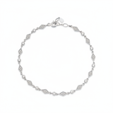 white gold cadence chain bracelet with White CZ stones on white background
