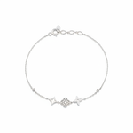 white gold emblem charm bracelet with White CZ stones on white background