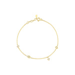 yellow gold tessera square bracelet with White CZ stones on white background
