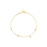 yellow gold tessera square bracelet with White CZ stones on white background