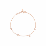 rose gold tessera square bracelet with White CZ stones on white background