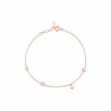 rose gold tessera square bracelet with White CZ stones on white background