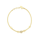 yellow gold honeycomb hexagon bracelet with White CZ stones on white background