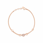 rose gold honeycomb hexagon bracelet with White CZ stones on white background