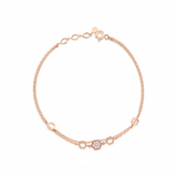 rose gold honeycomb hexagon bracelet with White CZ stones on white background