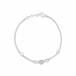 white gold honeycomb hexagon bracelet with White CZ stones on white background