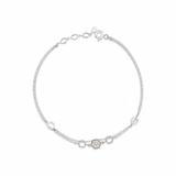 white gold honeycomb hexagon bracelet with White CZ stones on white background