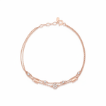 rose gold double strand bracelet with White CZ stones on white background
