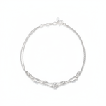white gold double strand bracelet with White CZ stones on white background