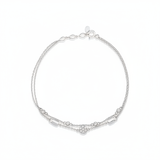 white gold double strand bracelet with White CZ stones on white background