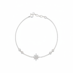 white gold astra star bracelet with White CZ stones on white background