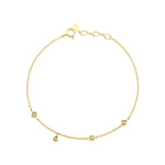 geometric station charm bracelet in yellow gold on white background