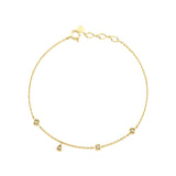 geometric station charm bracelet in yellow gold on white background
