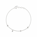 geometric station charm bracelet in white gold on white background