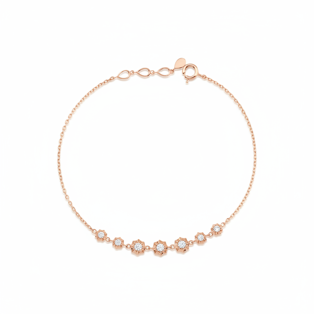 starburst station bracelet in rose gold on white background