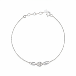 medallion disc bracelet in white gold on white background