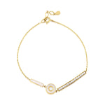 inlay disc bracelet in yellow gold on white background