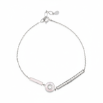 inlay disc bracelet in white gold on white background