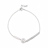 inlay disc bracelet in white gold on white background