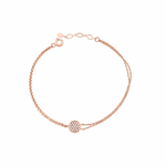 pave disc bracelet in rose gold on white background