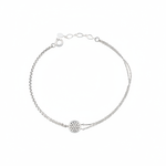 pave disc bracelet in white gold on white background