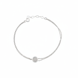 pave disc bracelet in white gold on white background