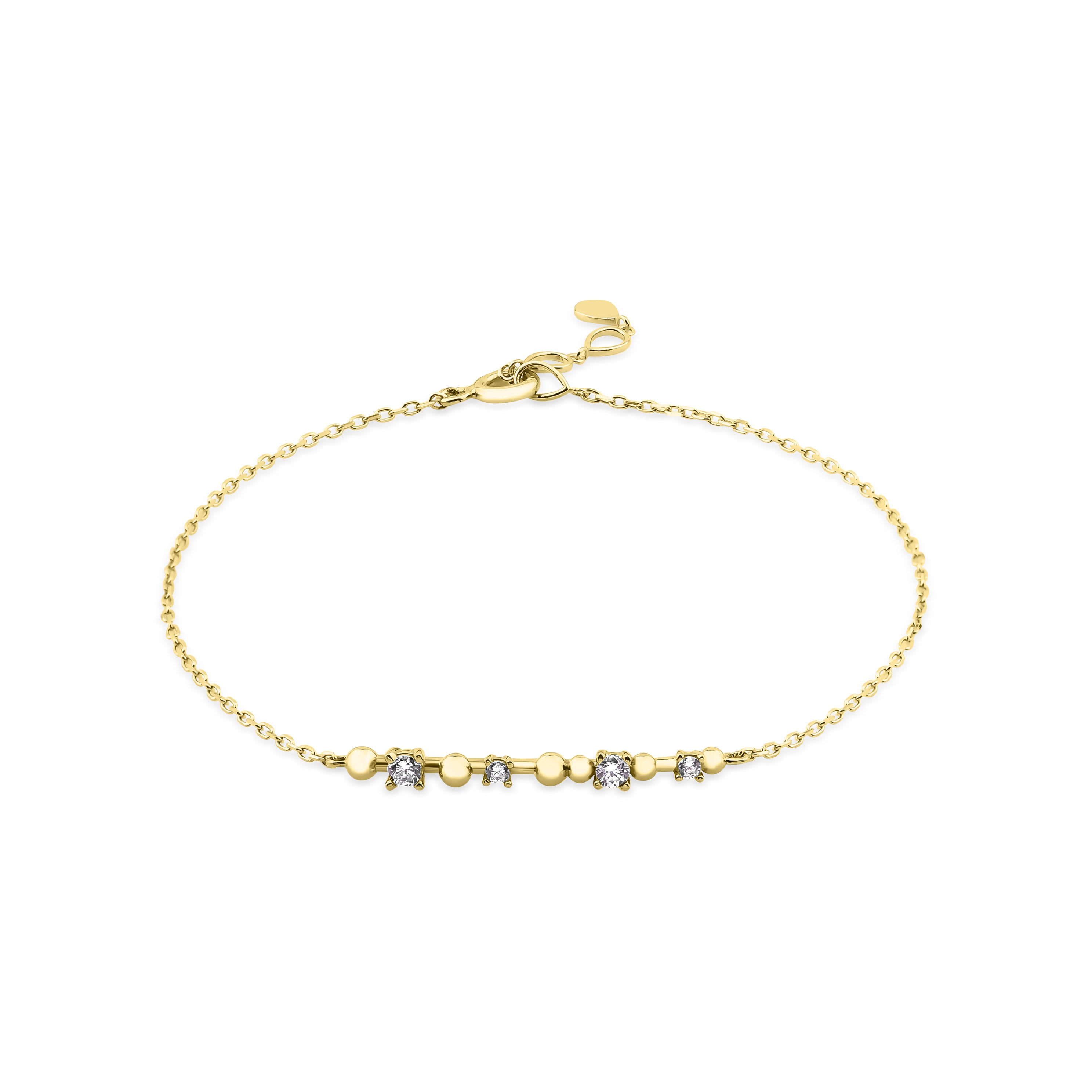 sphere station bracelet in yellow gold on white background