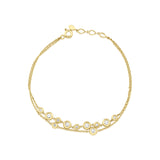 floating circle bracelet in yellow gold on white background