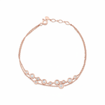 floating circle bracelet in rose gold on white background