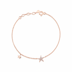twin star bracelet in rose gold on white background