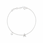 twin star bracelet in white gold on white background
