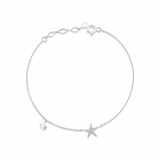 twin star bracelet in white gold on white background