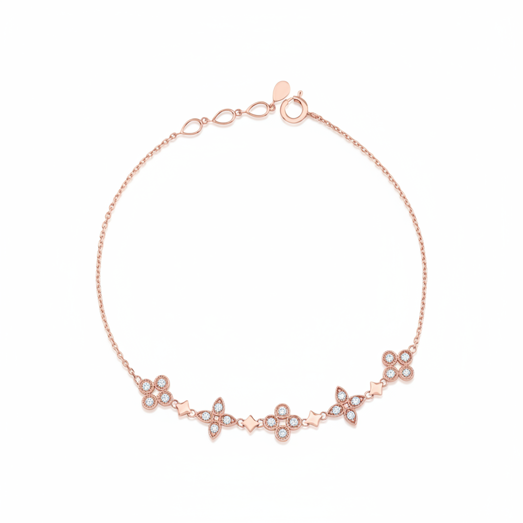 star cluster bangle in rose gold on white background