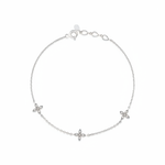 triple bloom bracelet in white gold on white background