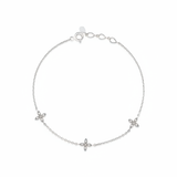 triple bloom bracelet in white gold on white background